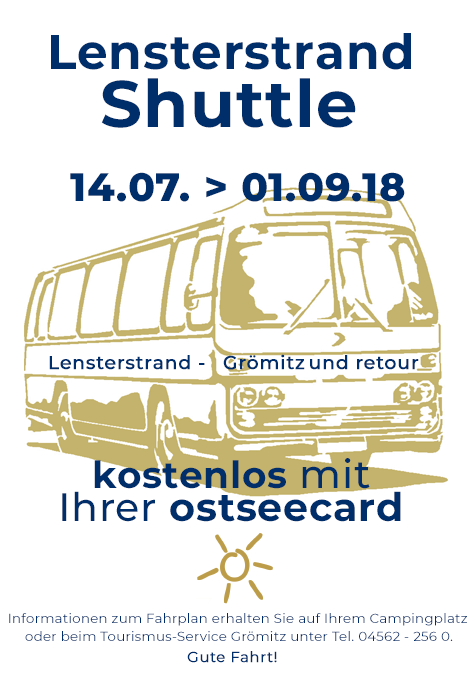 Plakat vom Lensterstrand Shuttle mit den Daten 14.07. bis 01.09.18